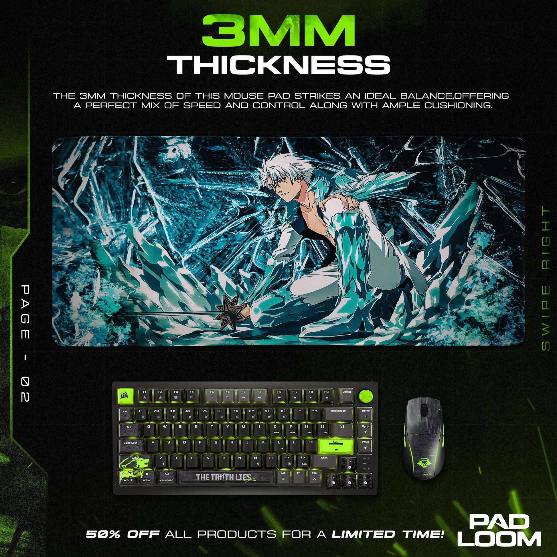 Toshiro Hitsugaya Mouse Pad - Ice Dragon Anime Desk Mat Padloom