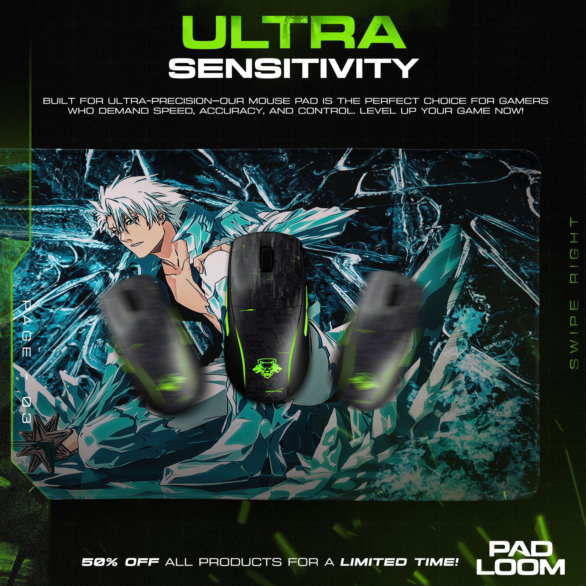 Toshiro Hitsugaya Mouse Pad - Ice Dragon Anime Desk Mat Padloom