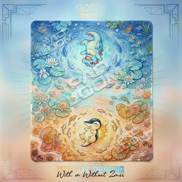 Totodile Cyndaquil 2-player Pokemon TCG playmat, 24x28 in duel mat design