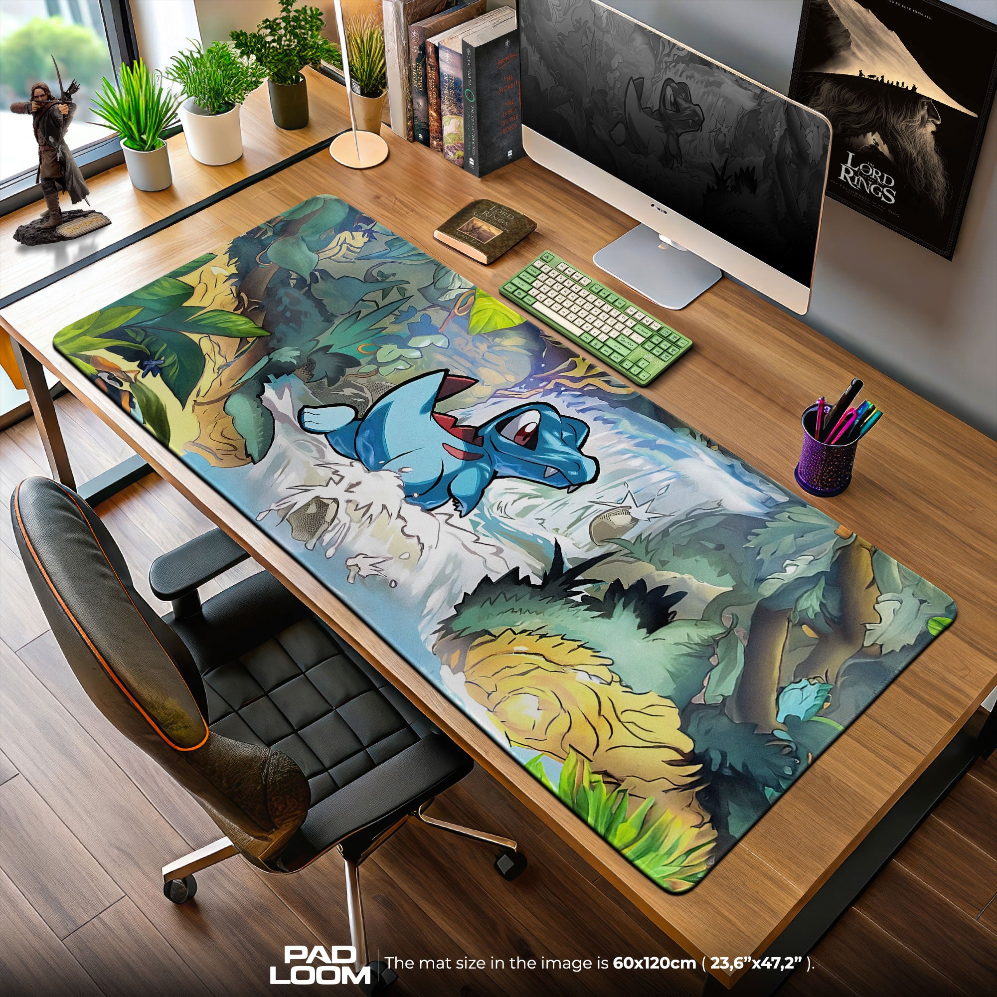 Totodile Falls Mouse Pad, Johto Jungle Gaming Desk Mat