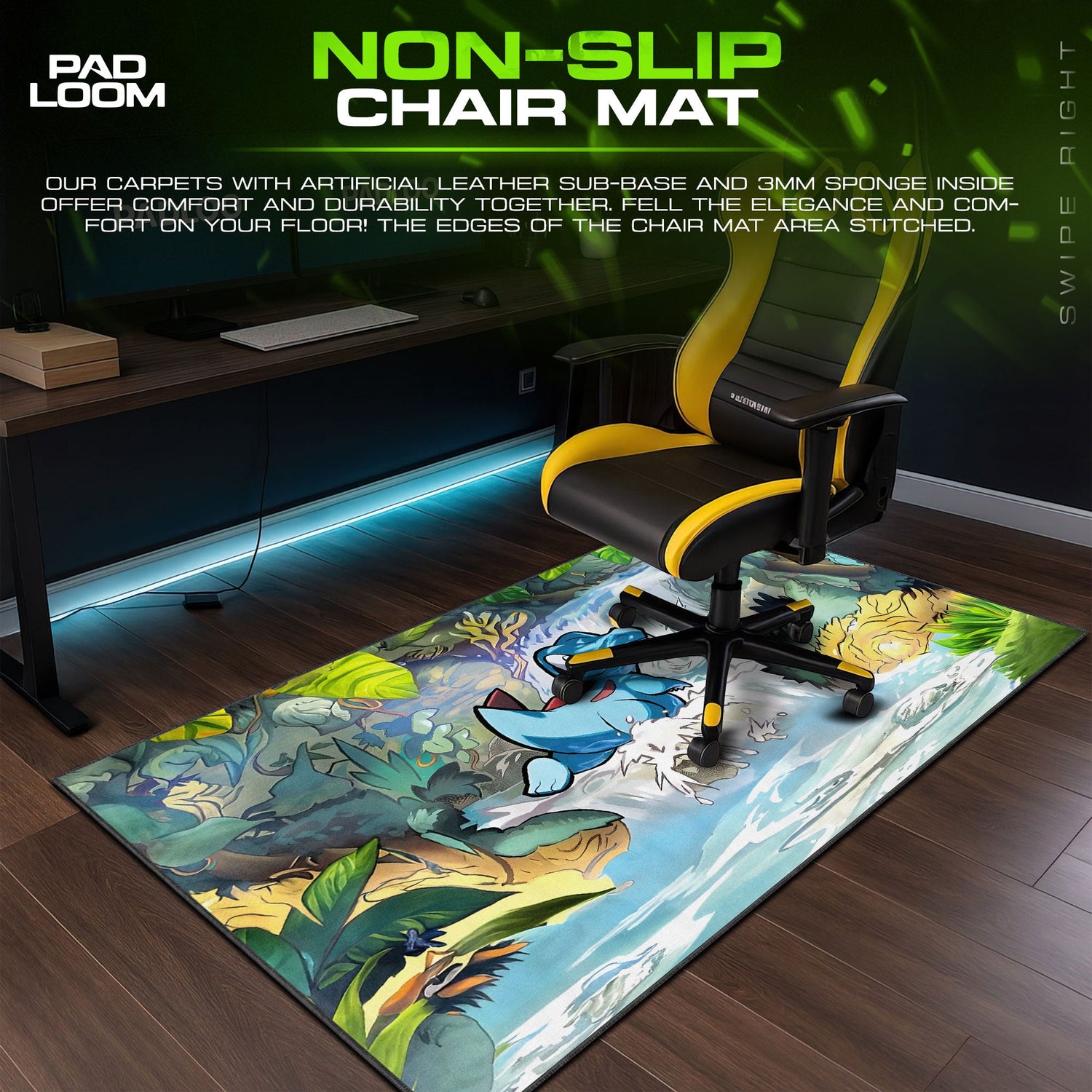 Totodile Falls Mouse Pad, Johto Jungle Gaming Desk Mat Padloom