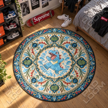 Totodile Leaping Pokemon round rug on a bedroom floor - Pokemon chair mat