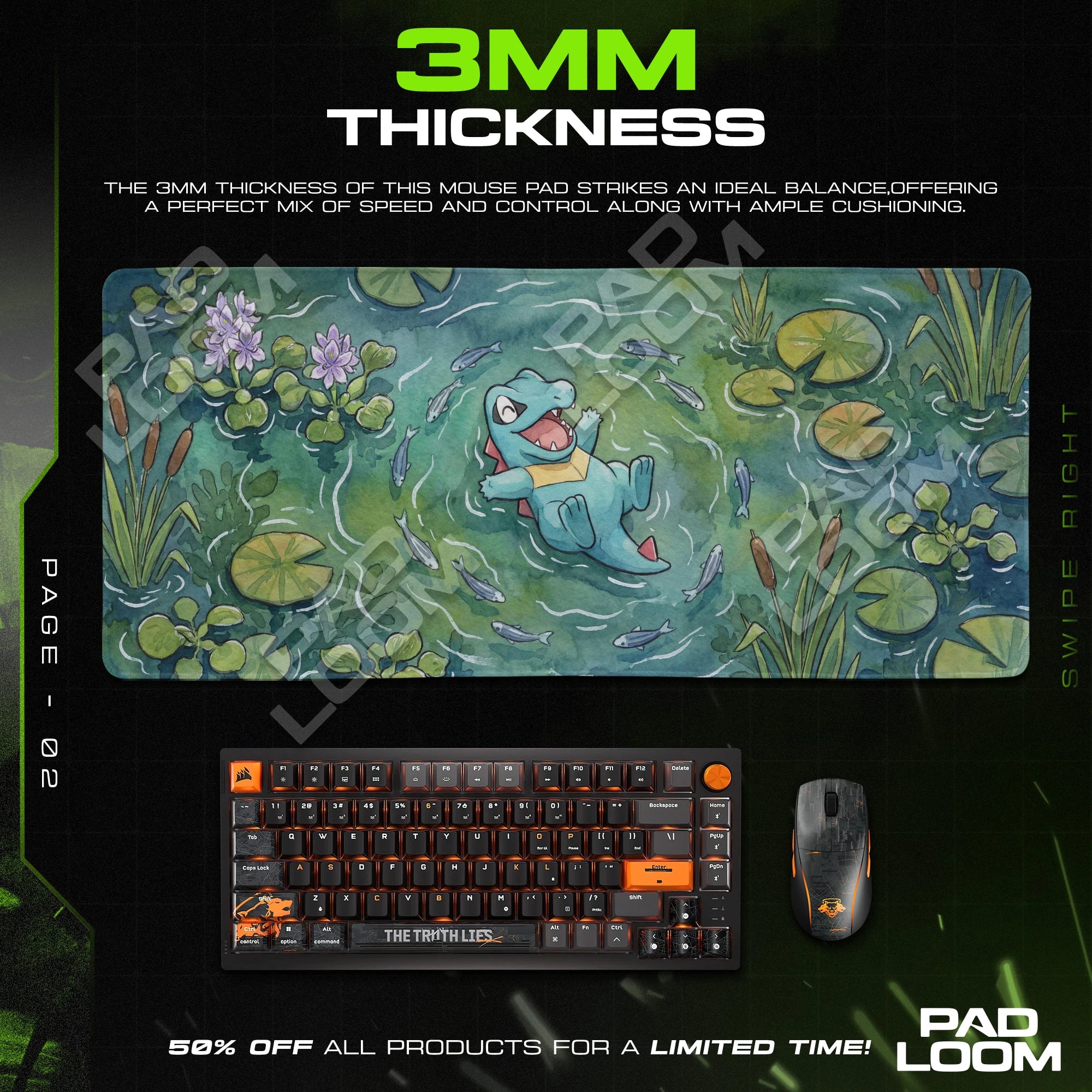 Totodile Lily Pond Splash Mouse Pad - Pokémon Desk Mat