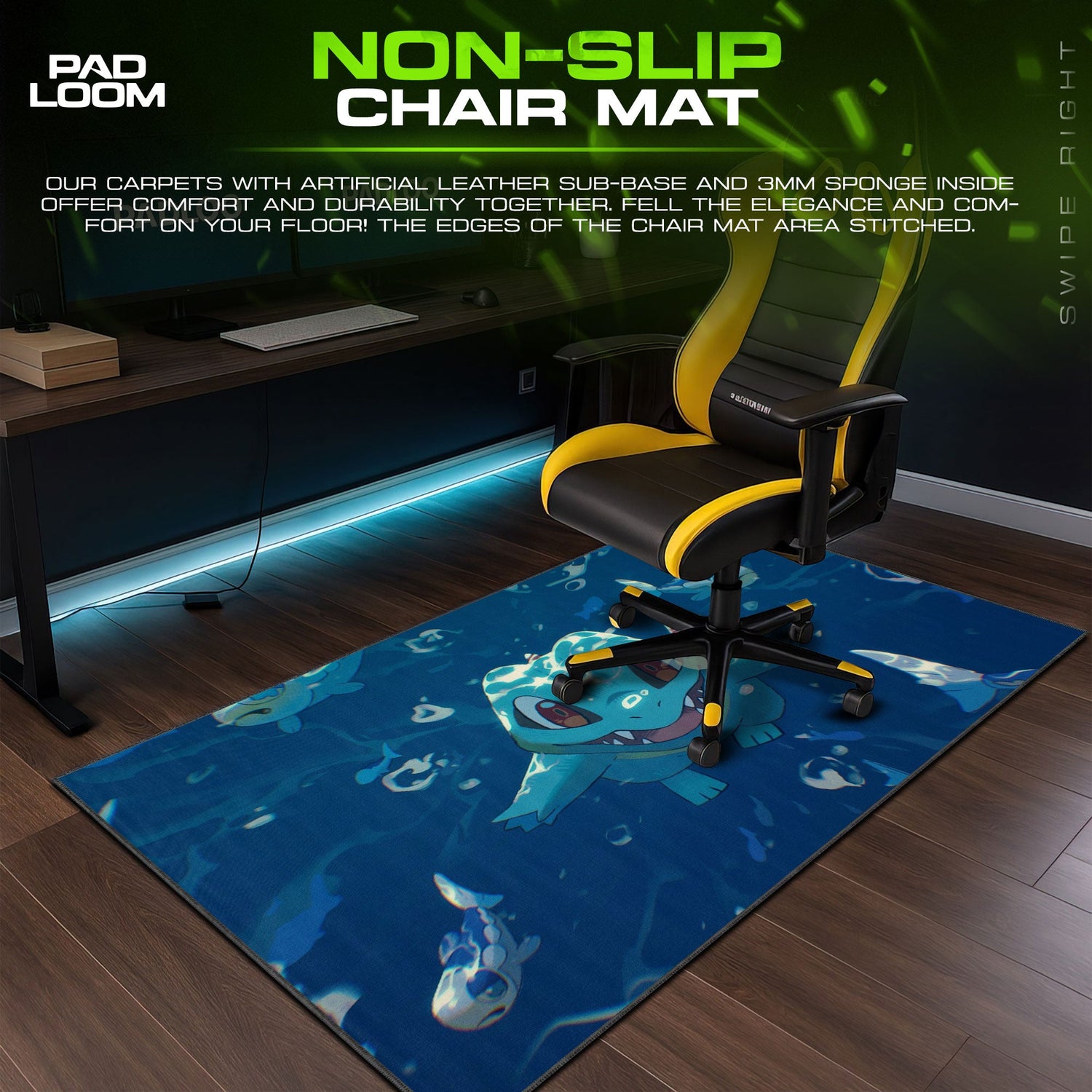 Totodile Splash Joy Mouse Pad, Pokemon Game Desk Mat Padloom