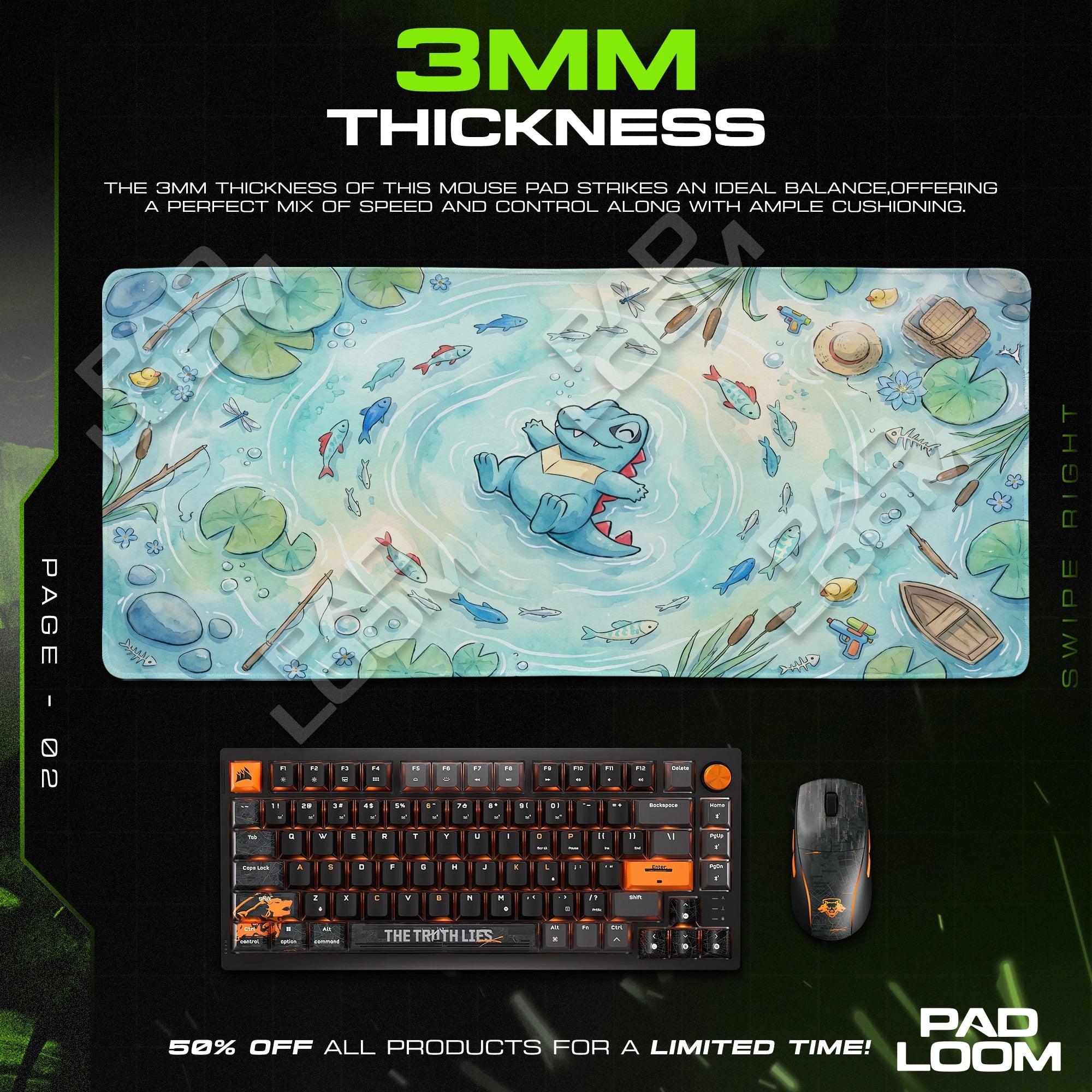 Totodile Splash Pond Mouse Pad - Pokemon Desk Mat