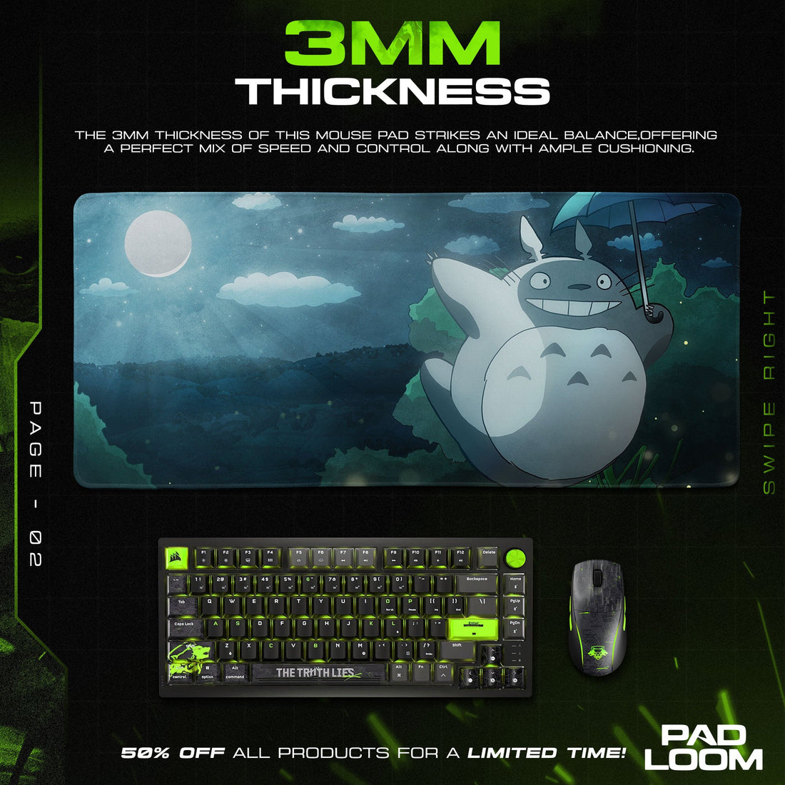 Totoro Moonlight Mouse Pad - Studio Ghibli Anime Desk Mat Padloom