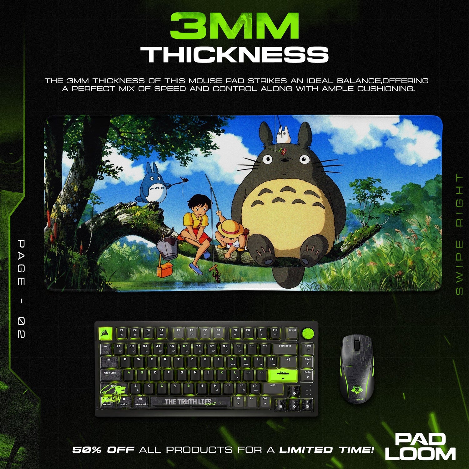 Totoro Mouse Pad, Forest Picnic Anime Desk Mat Padloom