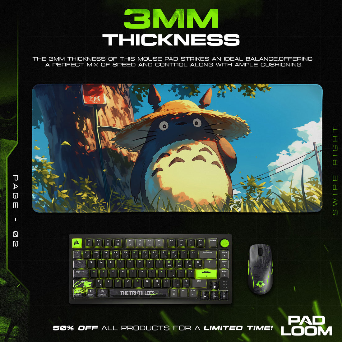 Totoro Mouse Pad, Straw Hat Scene Gaming Desk Mat