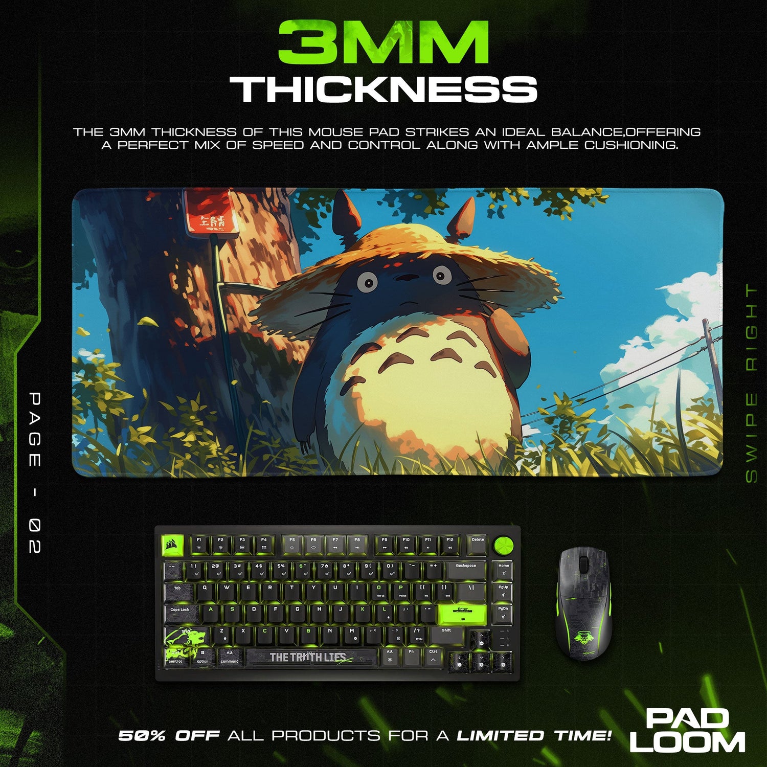 Totoro Mouse Pad, Straw Hat Scene Gaming Desk Mat Padloom