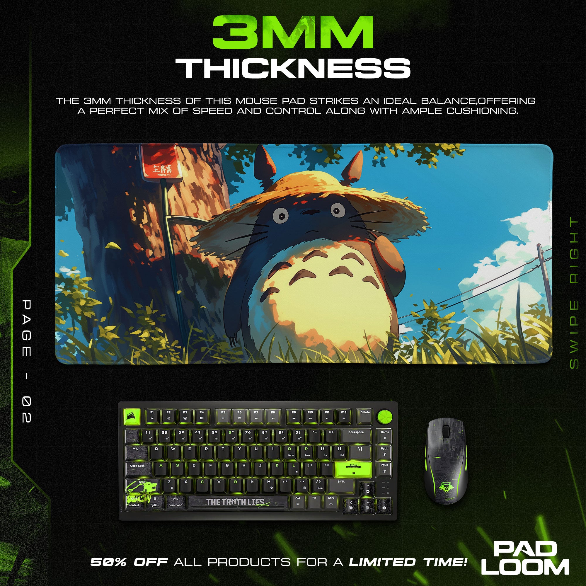 Totoro Mouse Pad, Straw Hat Scene Gaming Desk Mat