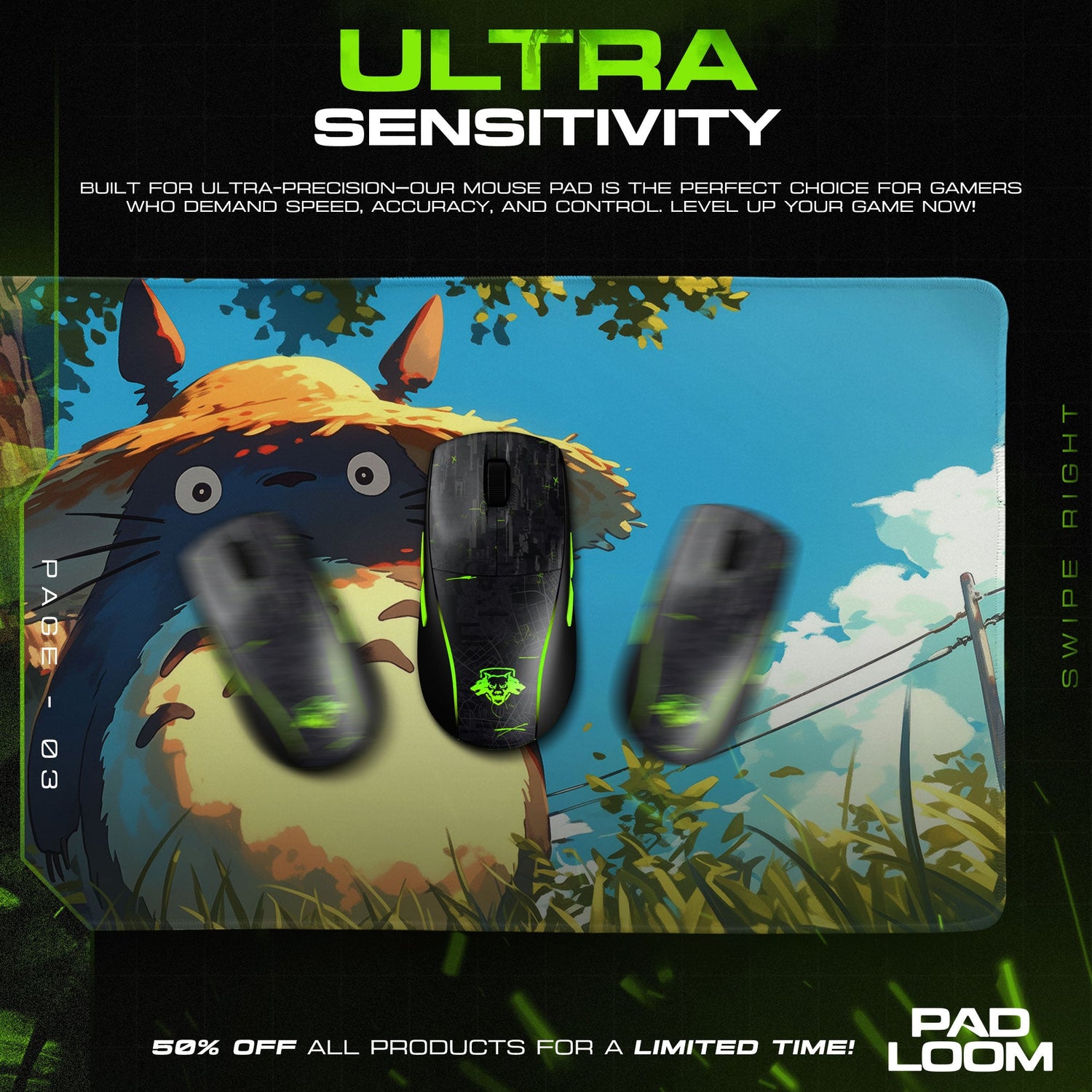 Totoro Mouse Pad, Straw Hat Scene Gaming Desk Mat Padloom
