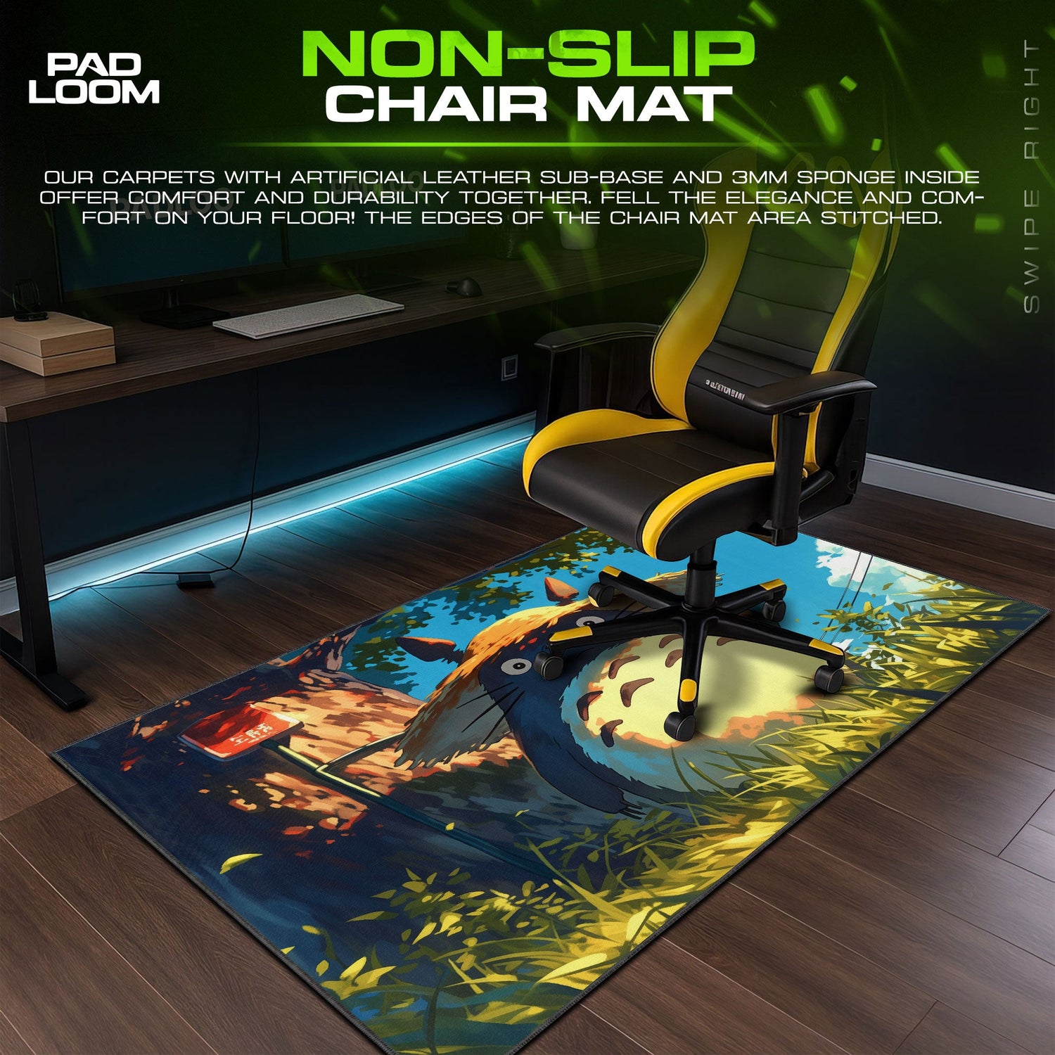 Totoro Mouse Pad, Straw Hat Scene Gaming Desk Mat Padloom