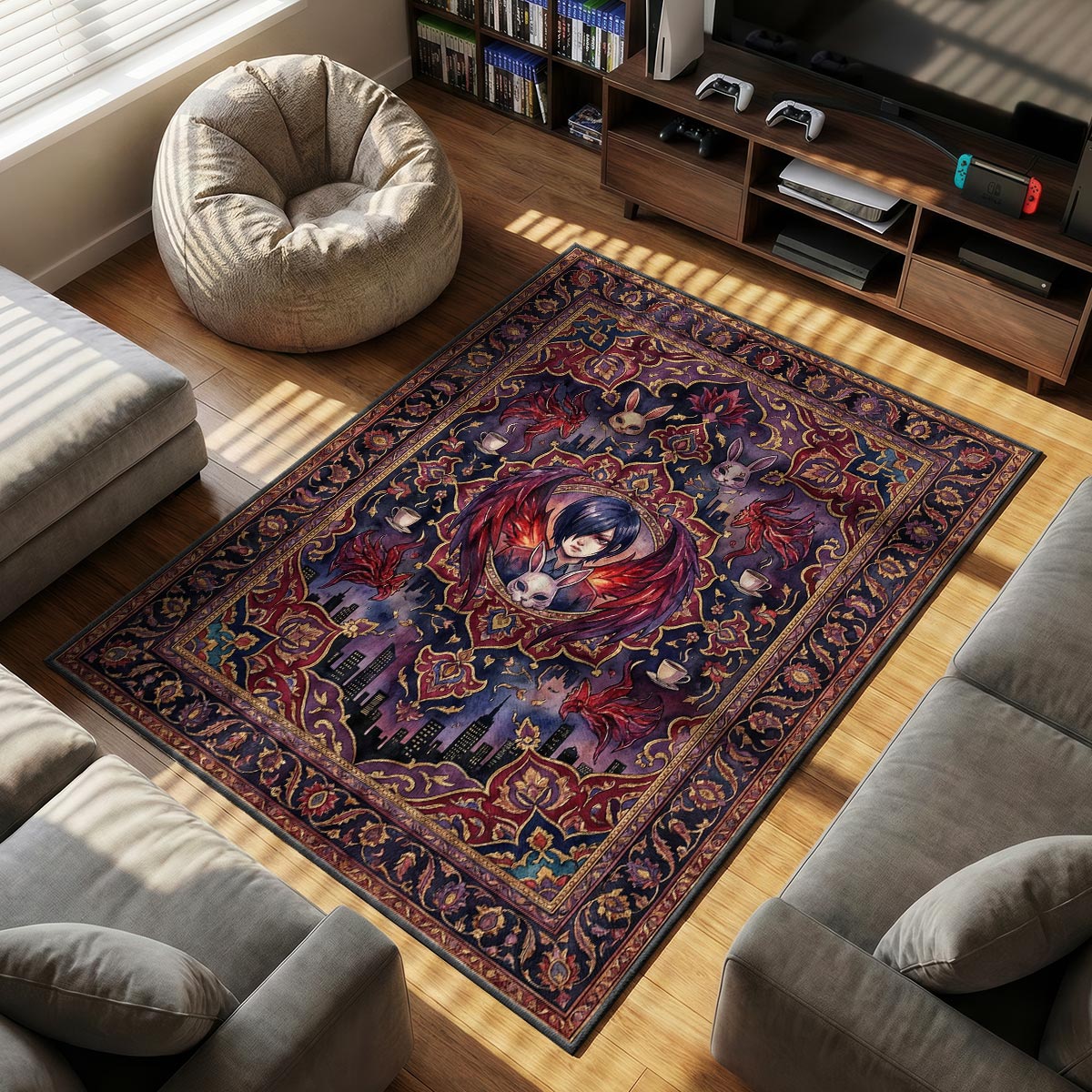 Touka Kirishima themed area rug for home decor fans