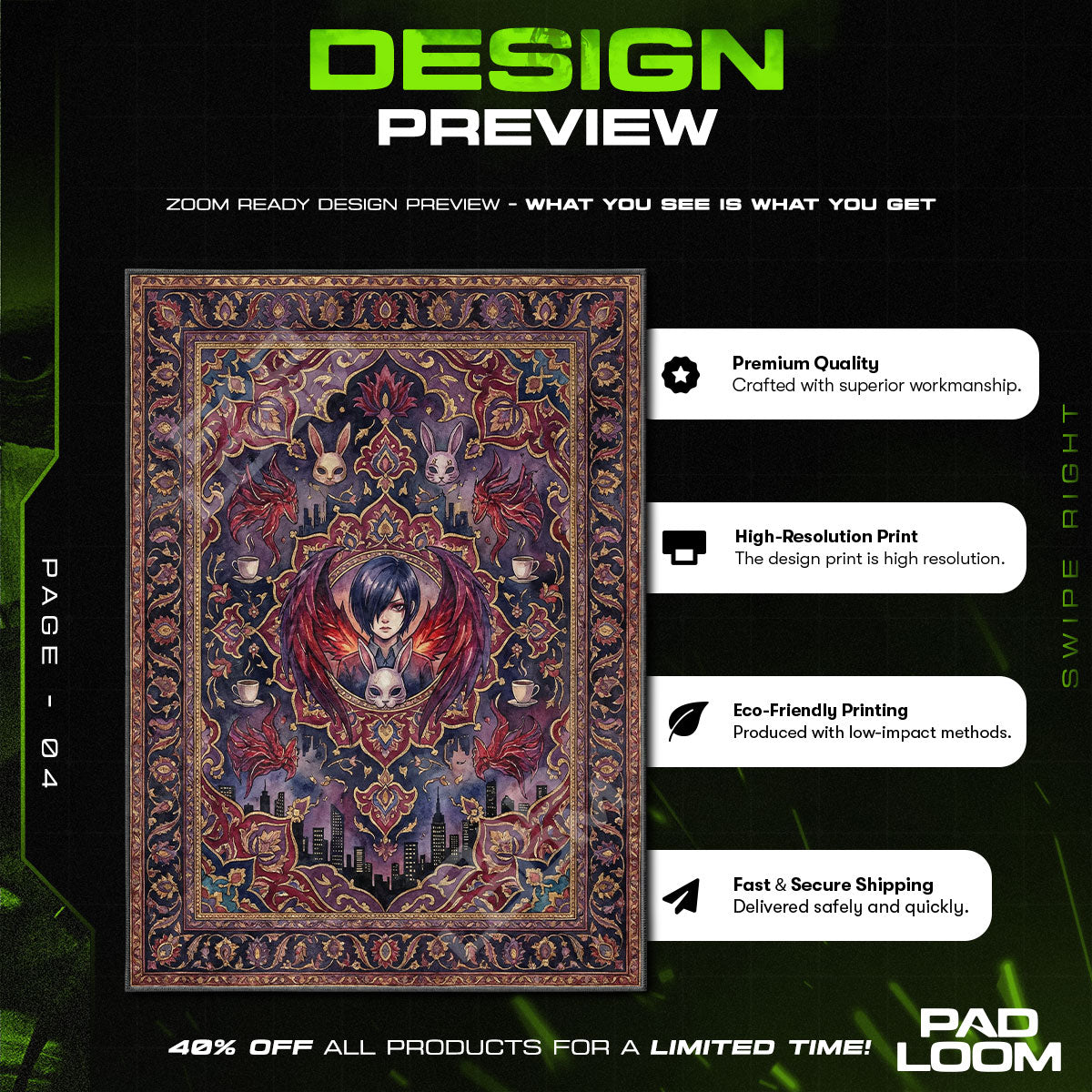 Chair character design printed on rug