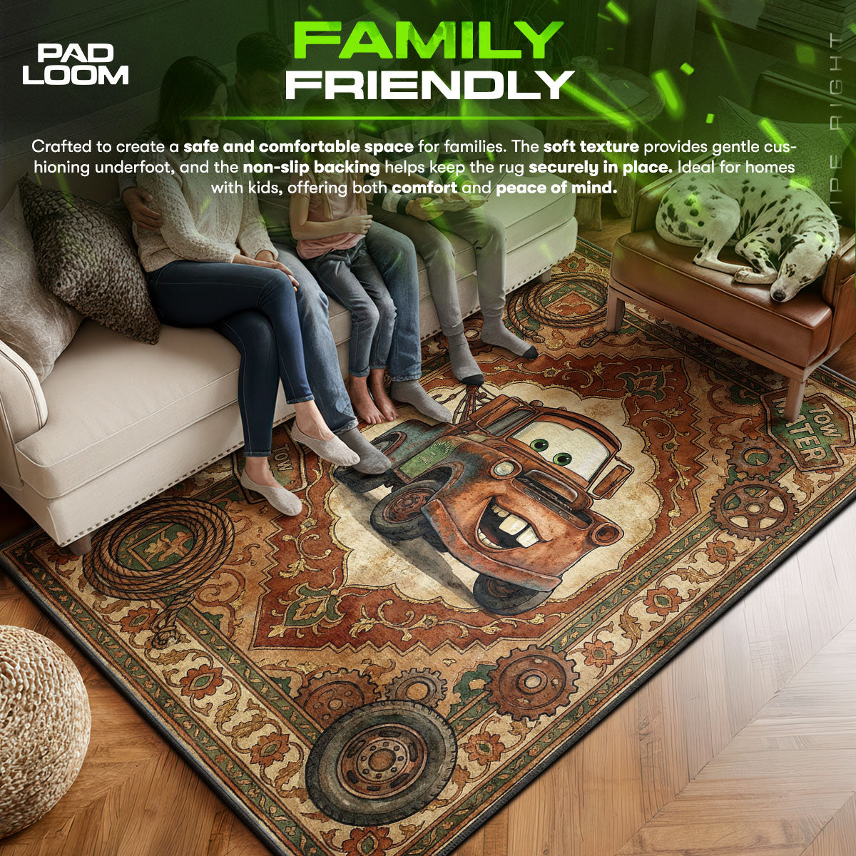 Bedroom character design printed on rug