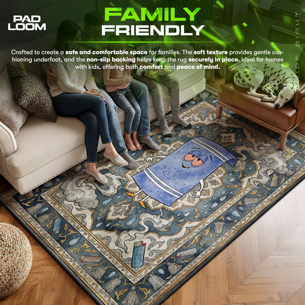 Area character design printed on rug