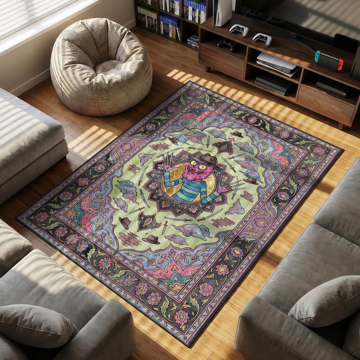 Toxic Rick Rick Morty Cartoon Area rug — main product view