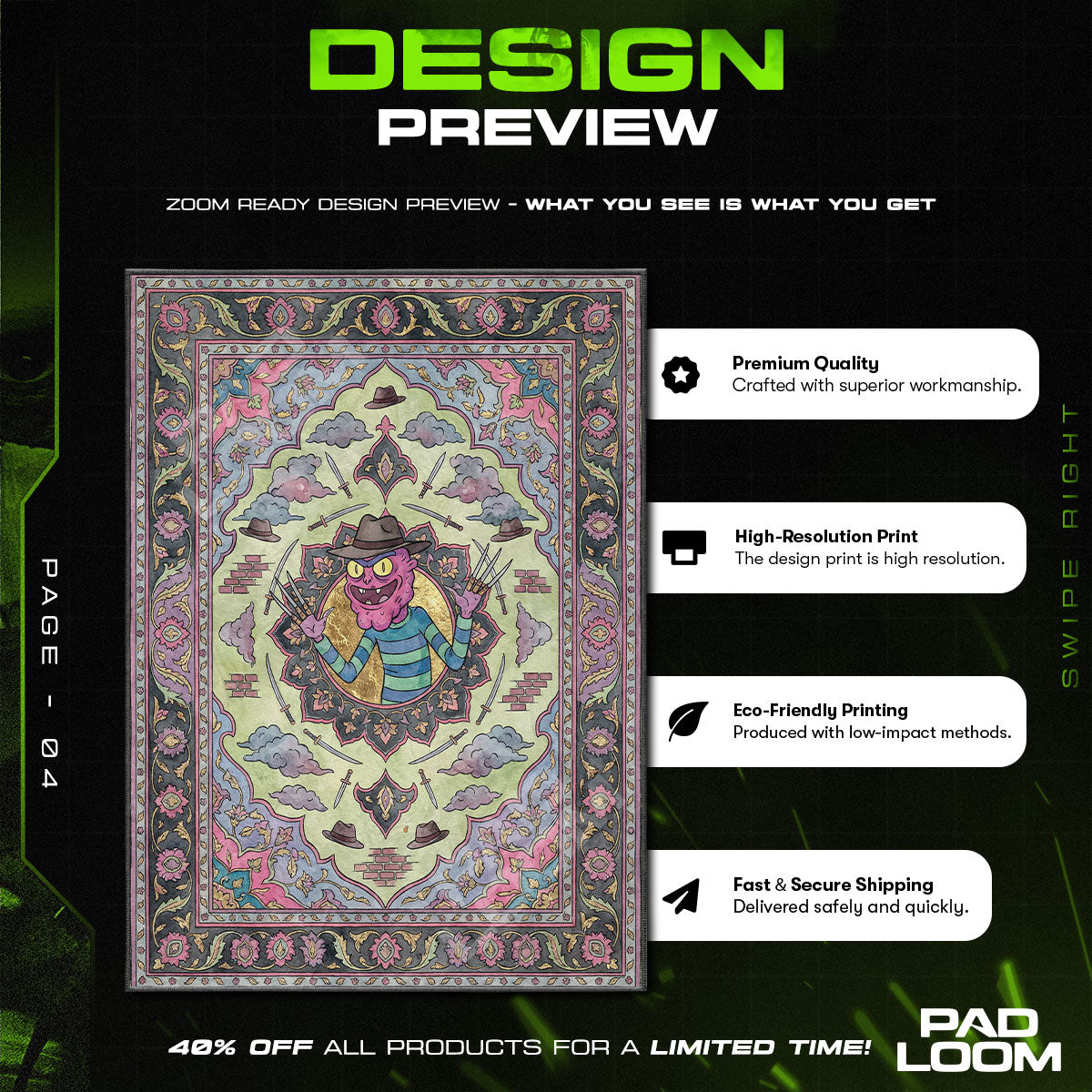 Toxic Rick themed area rug for home decor fans
