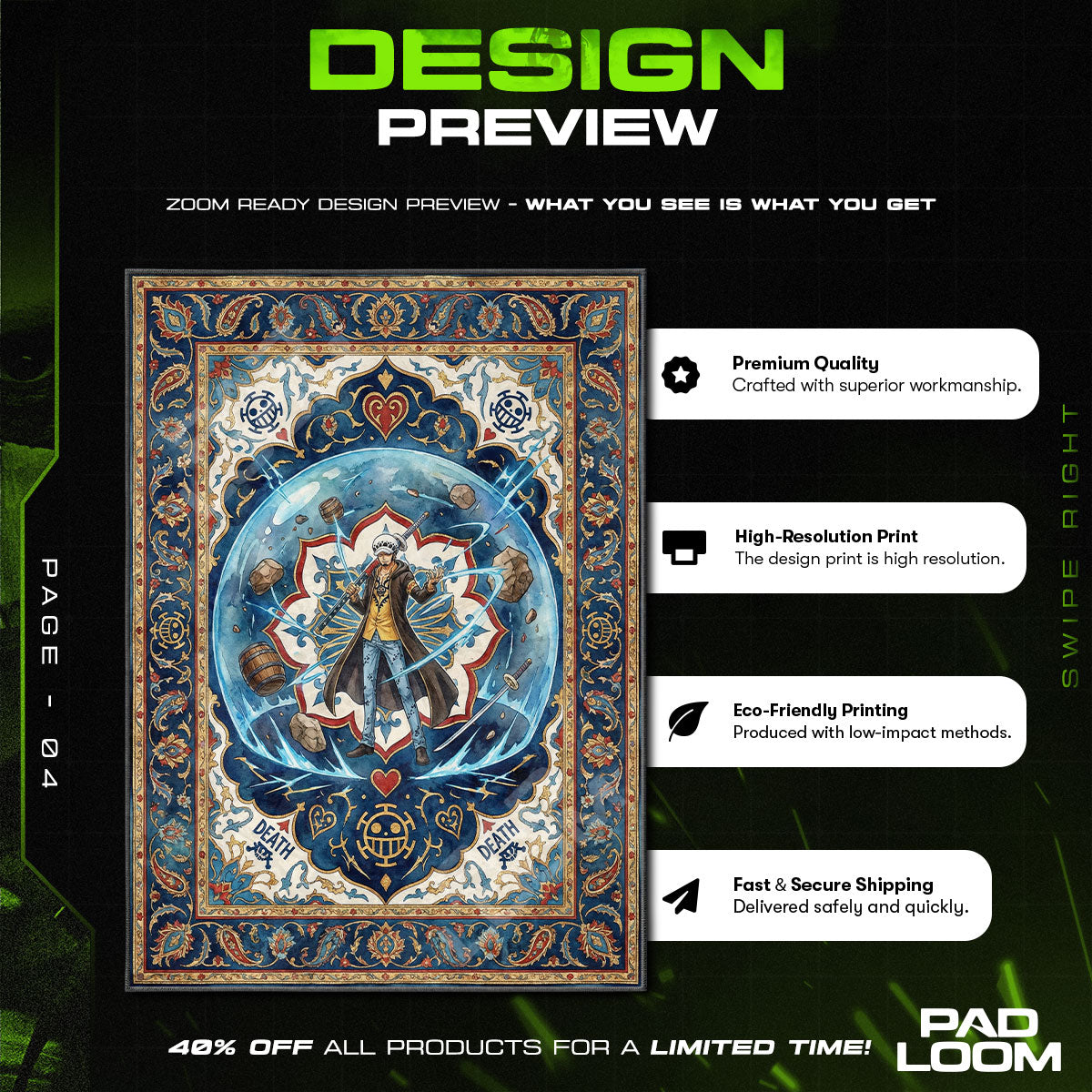 Chair character design printed on rug