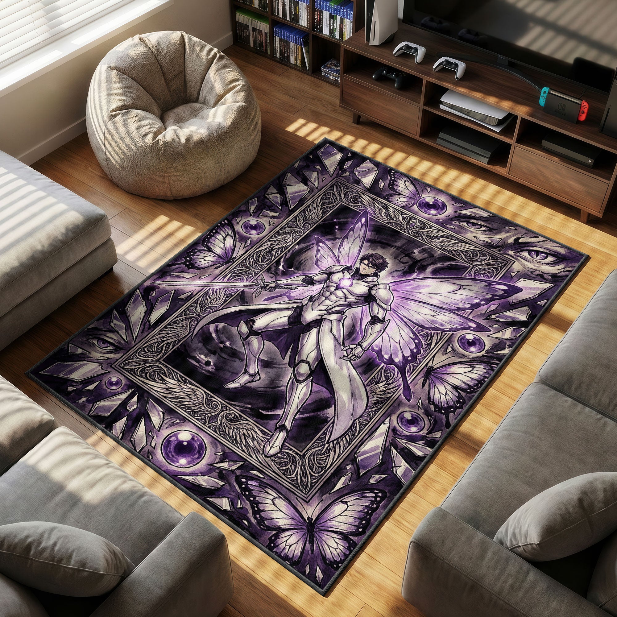 Transcendent Aizen Butterfly Rug - Bleach Chair Mat