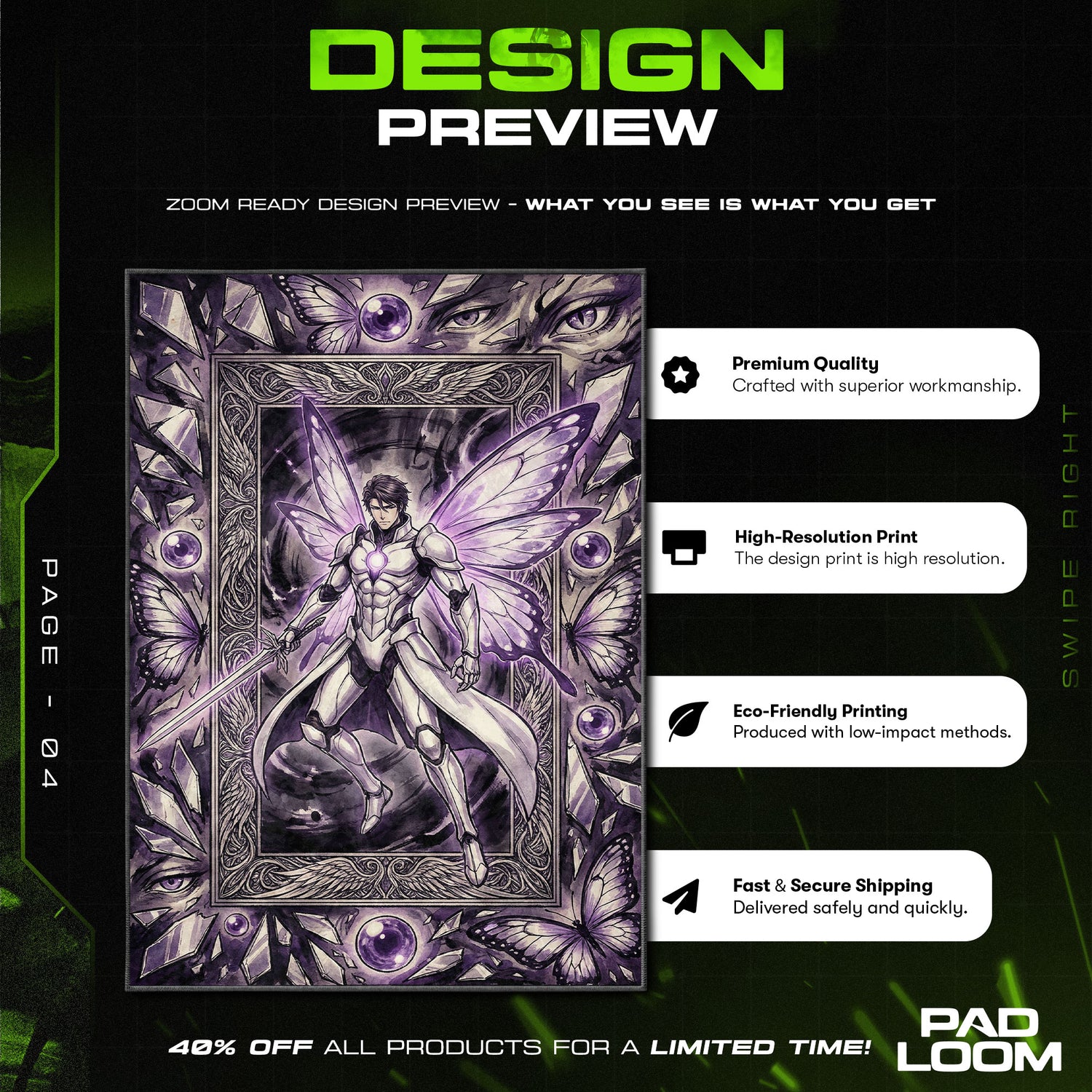 Transcendent Aizen Butterfly Rug - Bleach Chair Mat