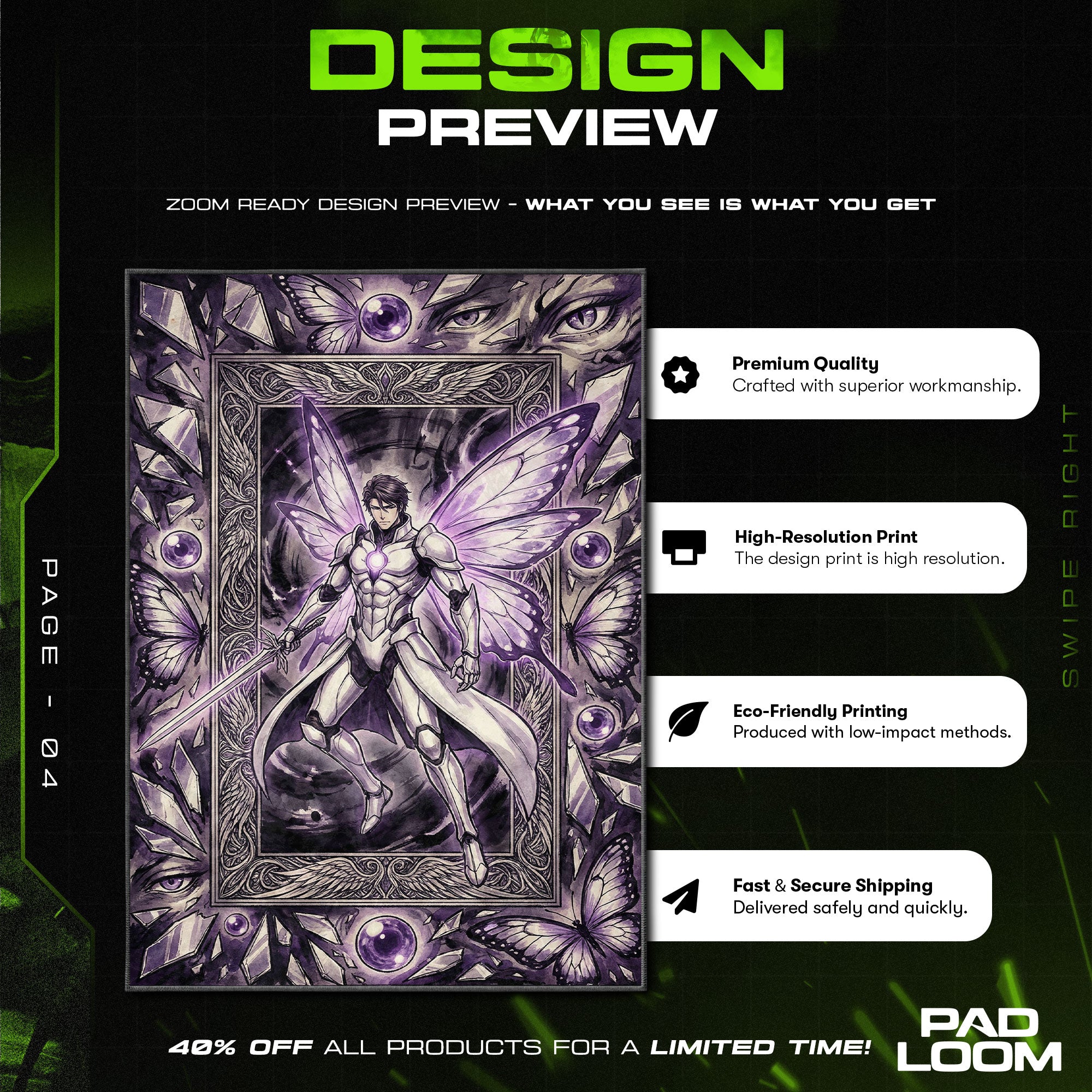 Transcendent Aizen Butterfly Rug - Bleach Chair Mat