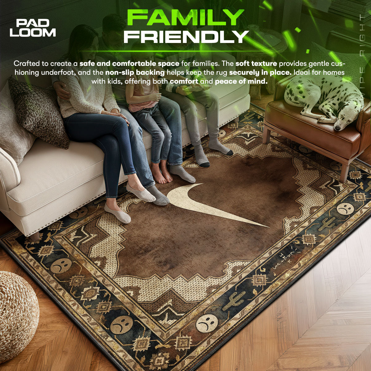 Travis area rug showing full home decor artwork