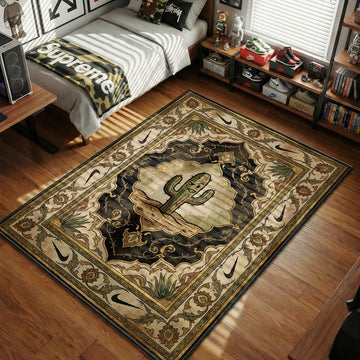 Travis Scott Cactus Jack cactus character earth tones barbed wire nike swoosh hypebeast area rug