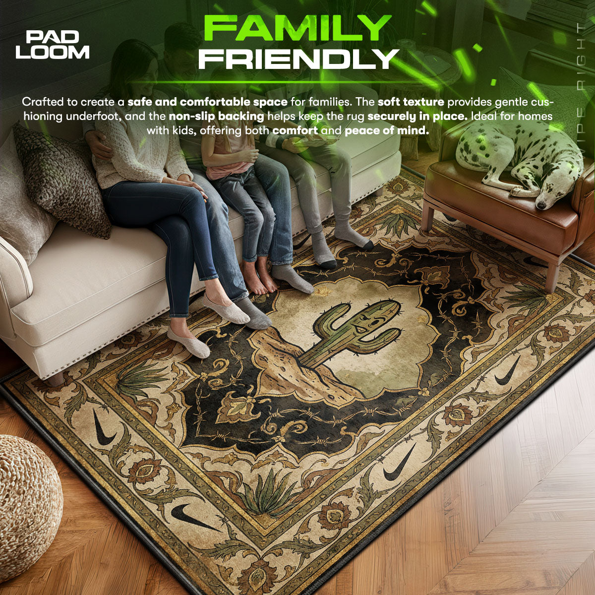 Travis area rug showing full home decor artwork