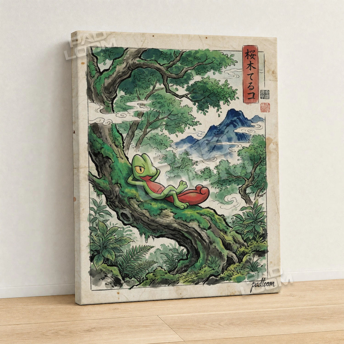 Treecko Resting Pokemon canvas wall art - gallery-wrapped canvas print, side view