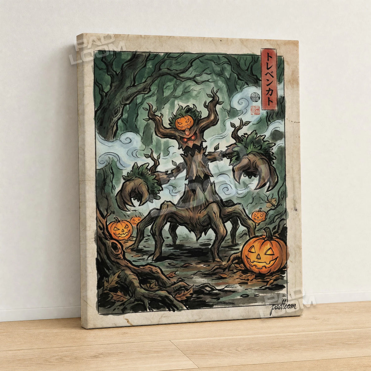 Trevenant Pumpkin Pokemon canvas wall art - gallery-wrapped canvas print, side view