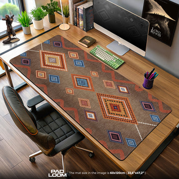 Tribal Diamond Pattern Mouse Pad, Artistic Gamer Desk Mat
