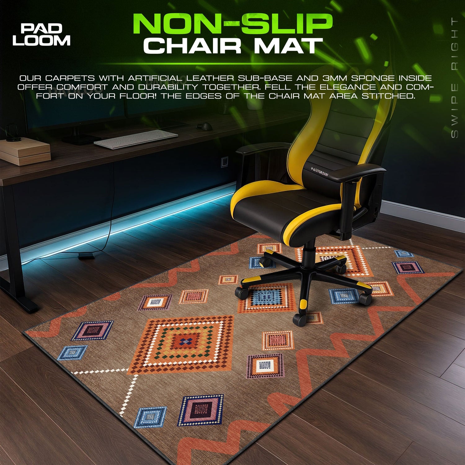 Tribal Diamond Pattern Mouse Pad, Artistic Gamer Desk Mat Padloom
