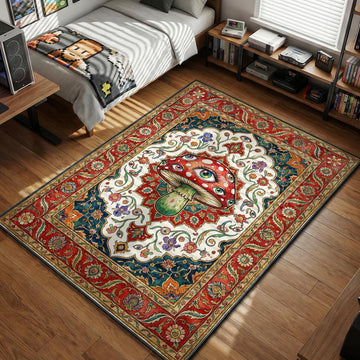 Give your setup a surreal pop-art spin. This crazy eye-covered mushroom layered over a classic Persian floral design hits hard. Cop yours today.