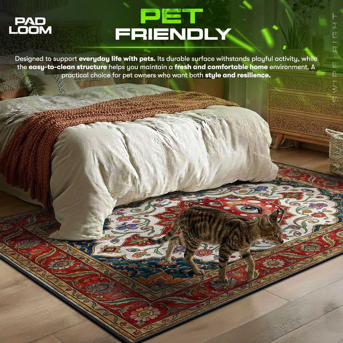 Trippy Eye Mushroom Persian Rug - Streetwear Floor Mat