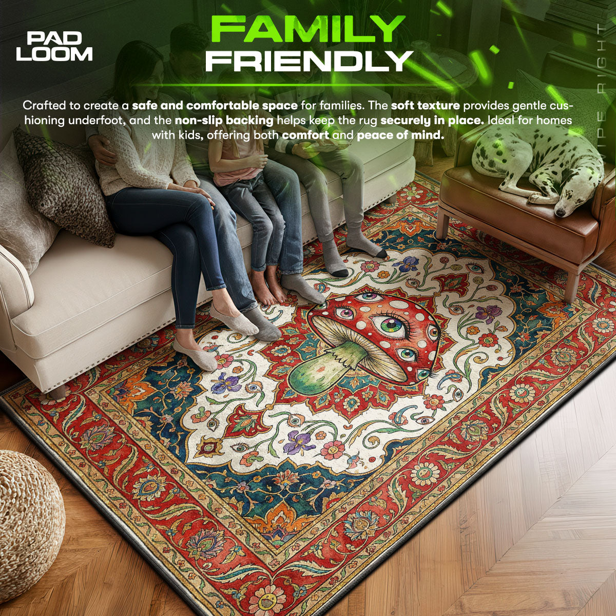 Trippy Eye Mushroom Persian Rug - Streetwear Floor Mat