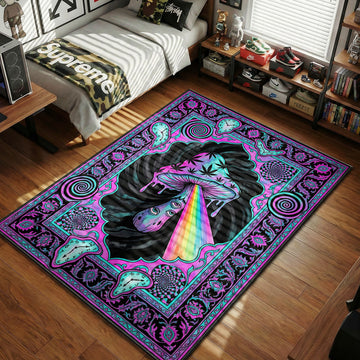 Padloom Trippy Magic Mushroom Cannabis Rainbow hypebeast area rug