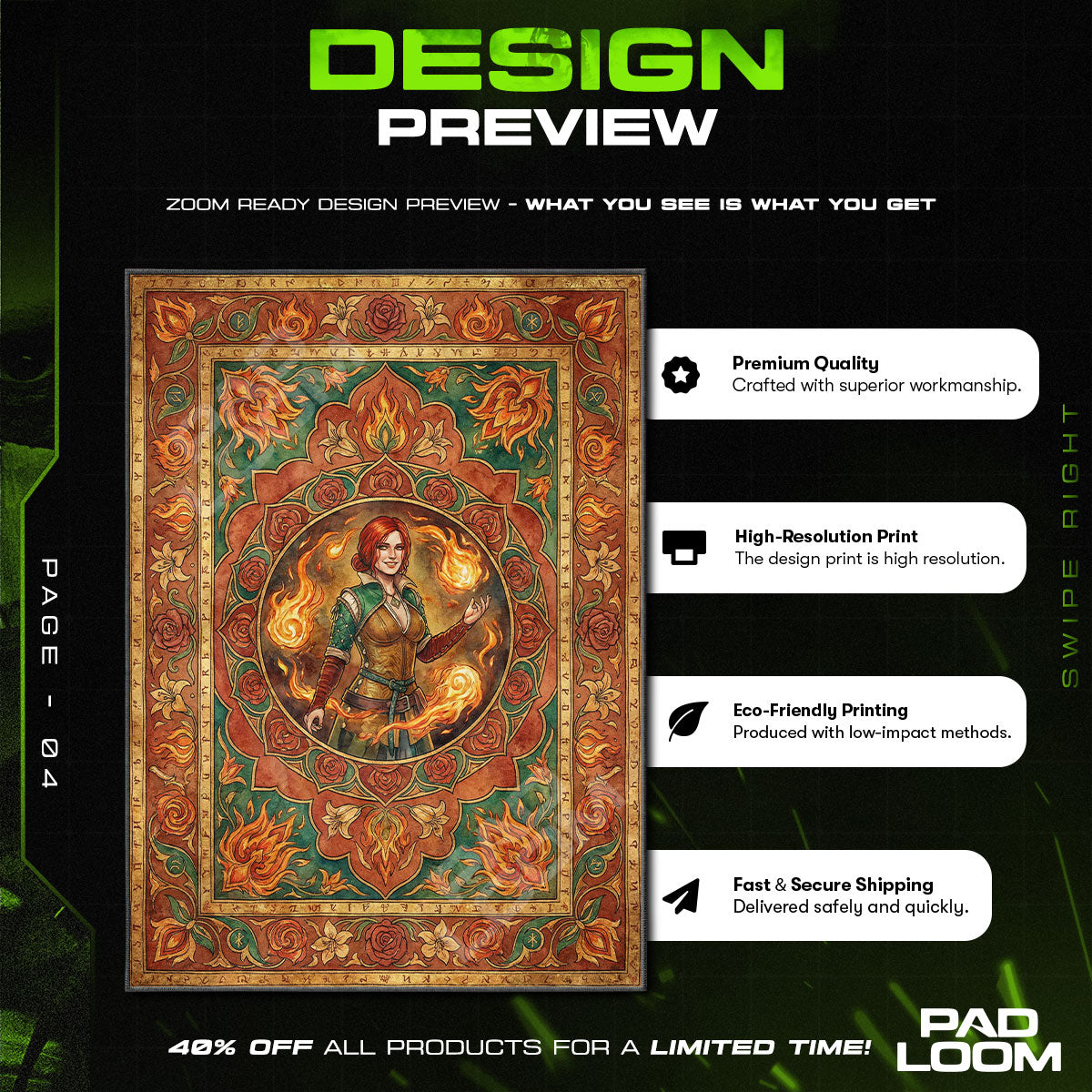 Triss Merigold Eternal Fire Rug - The Witcher 3 Chair Mat