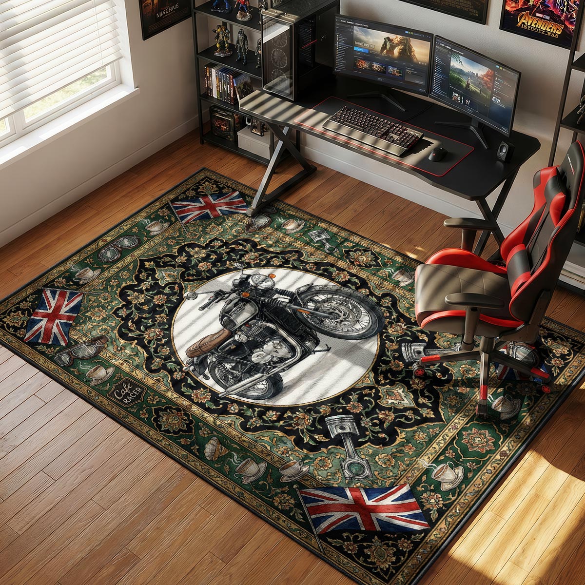 Triumph Bonneville Cafe Racer Biker Floor rug — main product view