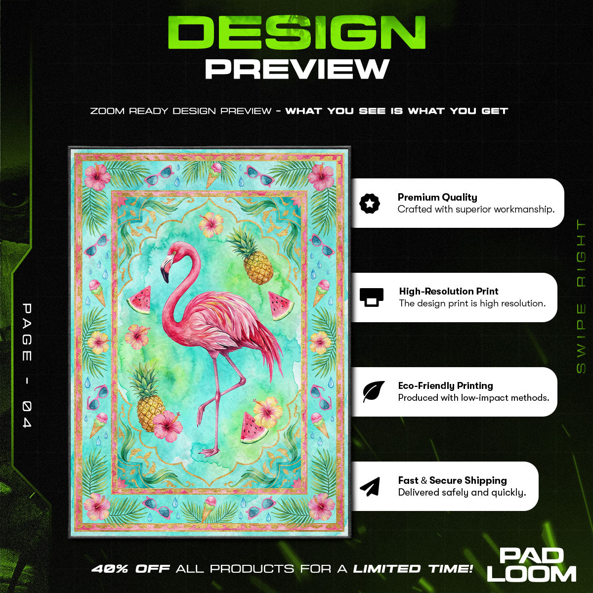 Tropical Flamingo Summer Rug – Kids Beach Theme Decor