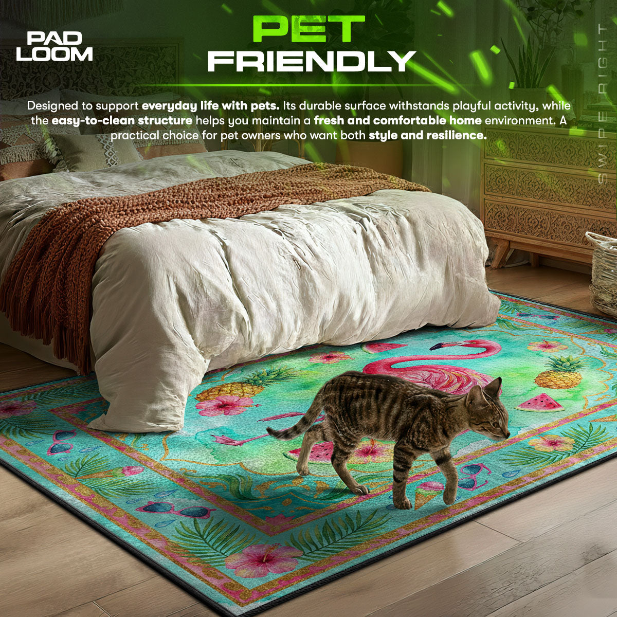 Tropical Flamingo Summer Rug – Kids Beach Theme Decor