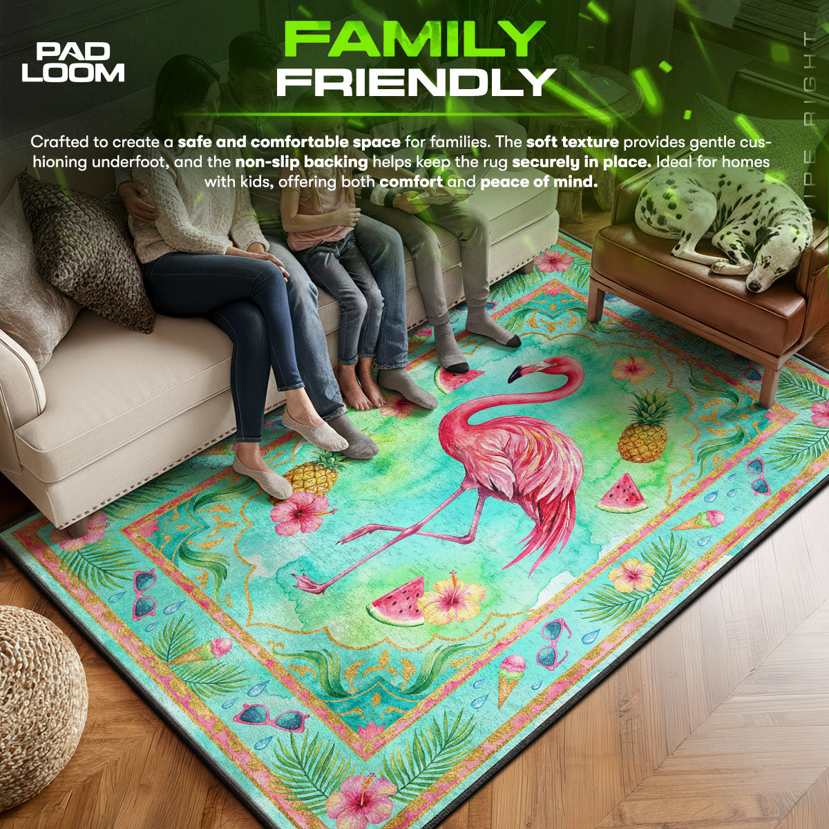 Tropical Flamingo Summer Rug – Kids Beach Theme Decor
