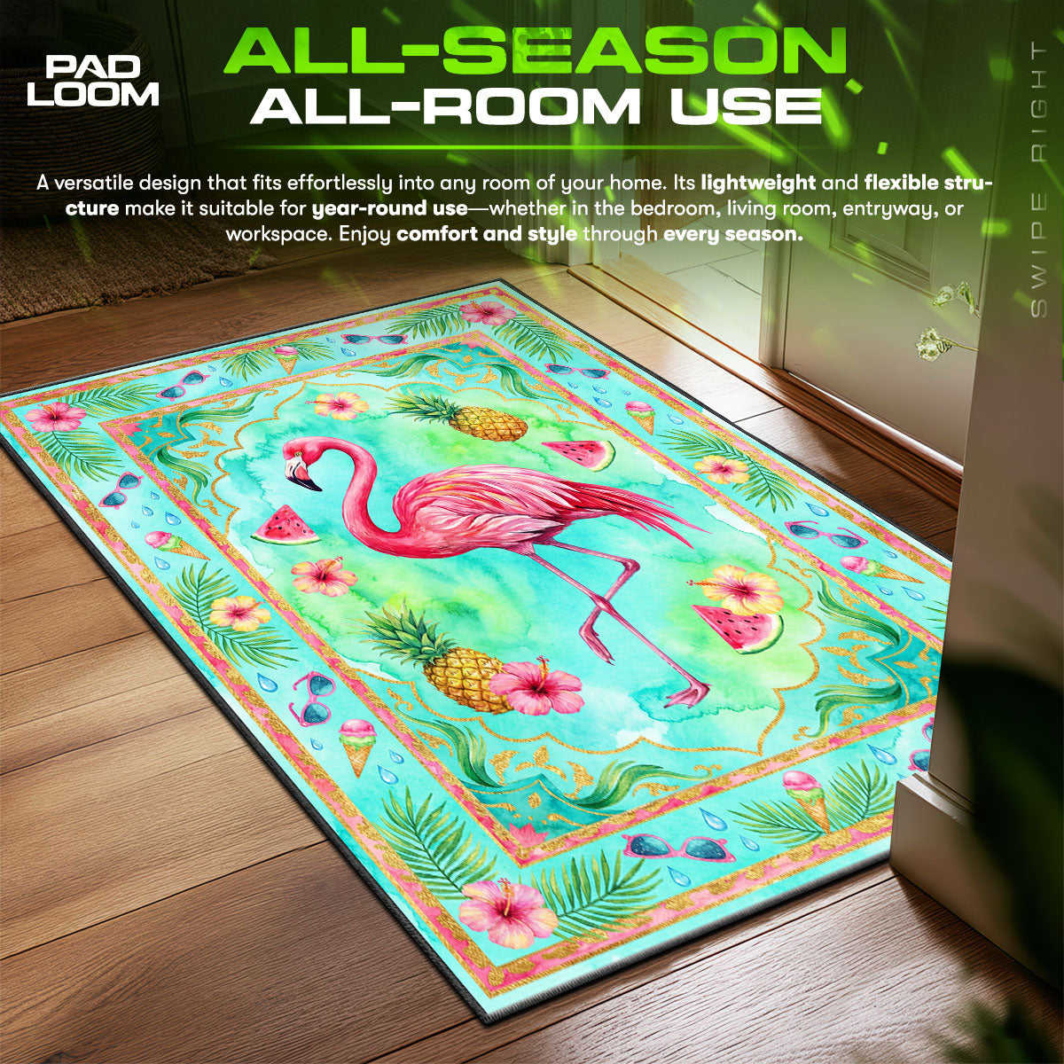 Tropical Flamingo Summer Rug – Kids Beach Theme Decor