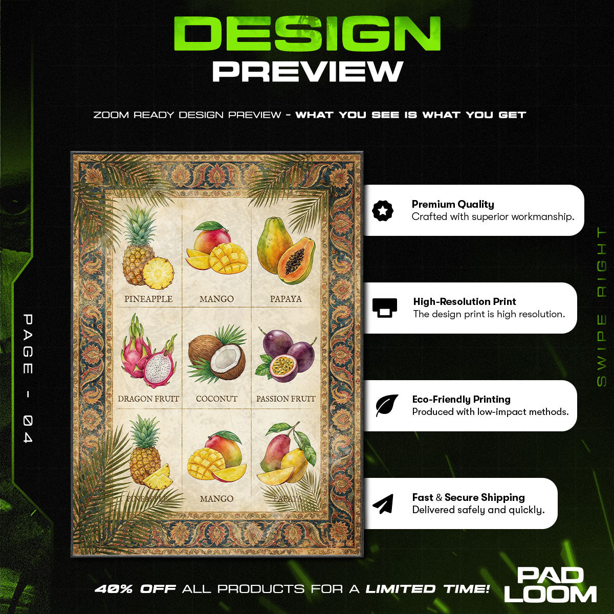 Tropical Fruits Exotic Kitchen Floor rug — main product view