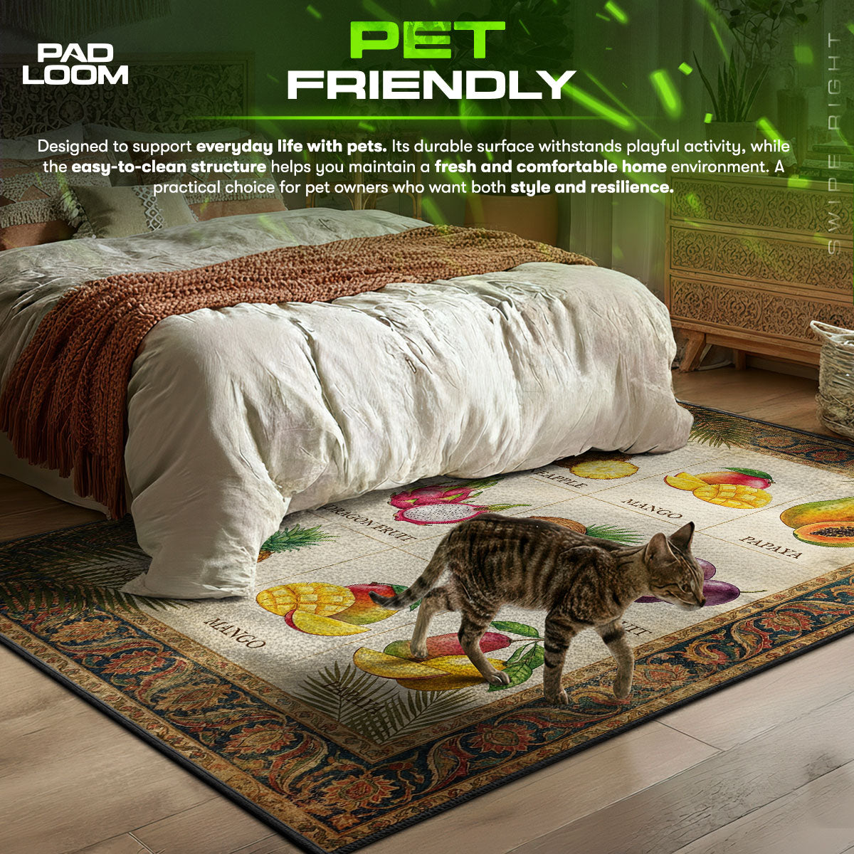 Tropical Fruits themed area rug for home decor fans