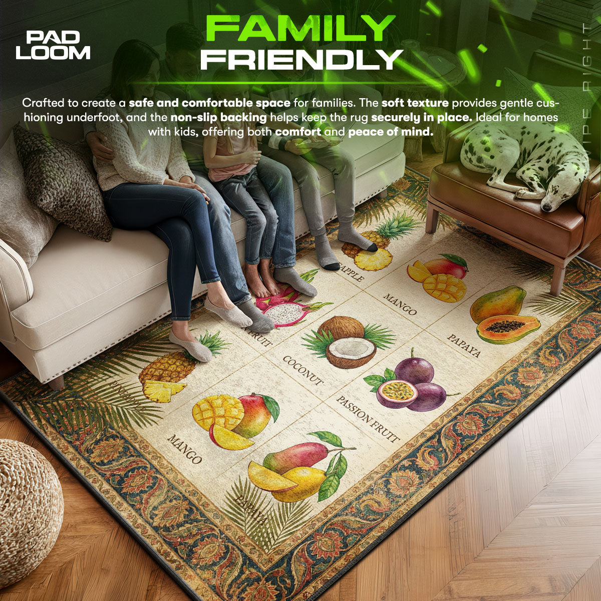 Floor character design printed on rug