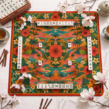 Tropical Hibiscus Mahjong Mat - Mah Jongg Table Mat