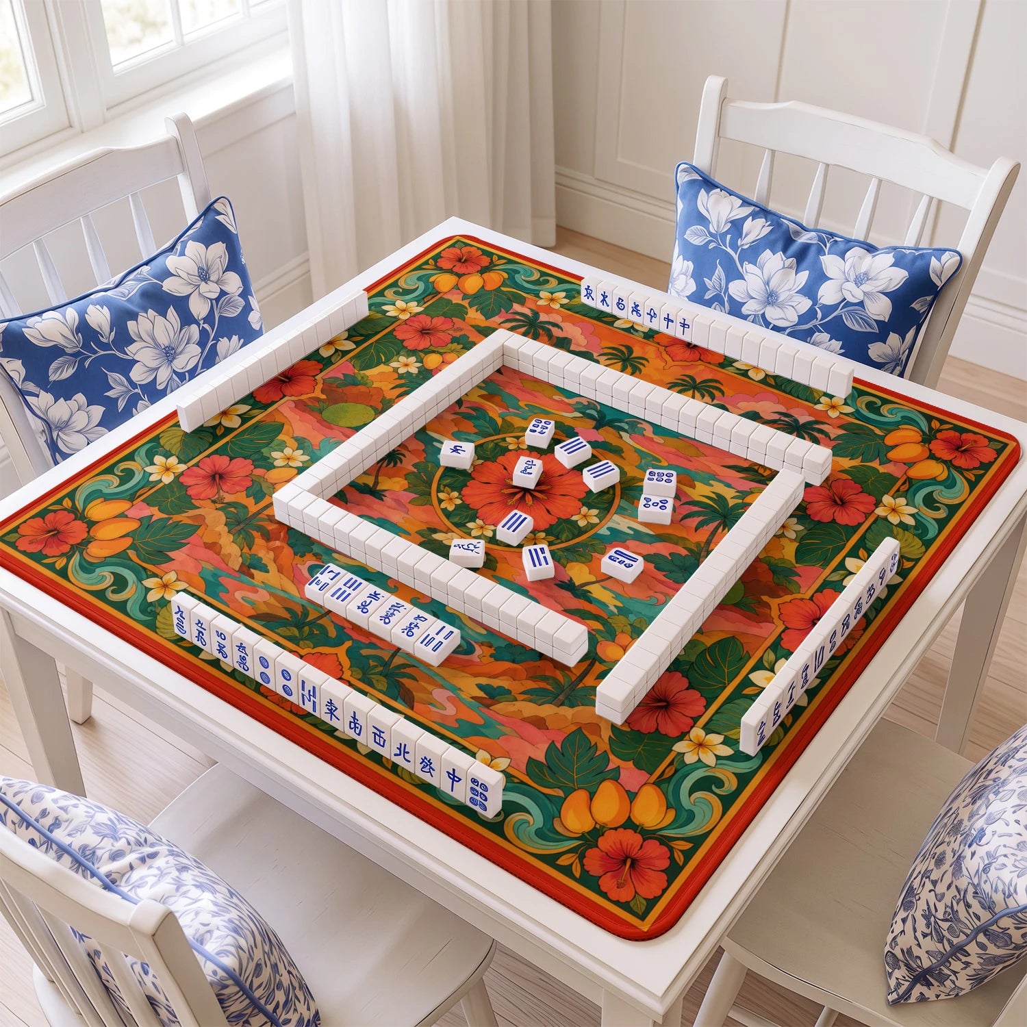 Tropical Hibiscus Mahjong Mat - Mah Jongg Table Mat