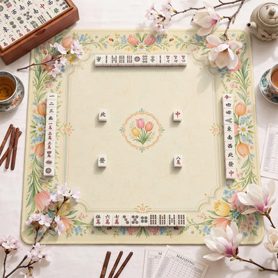 Tulip Meadow Mahjong Mat - Mah Jongg Table Mat