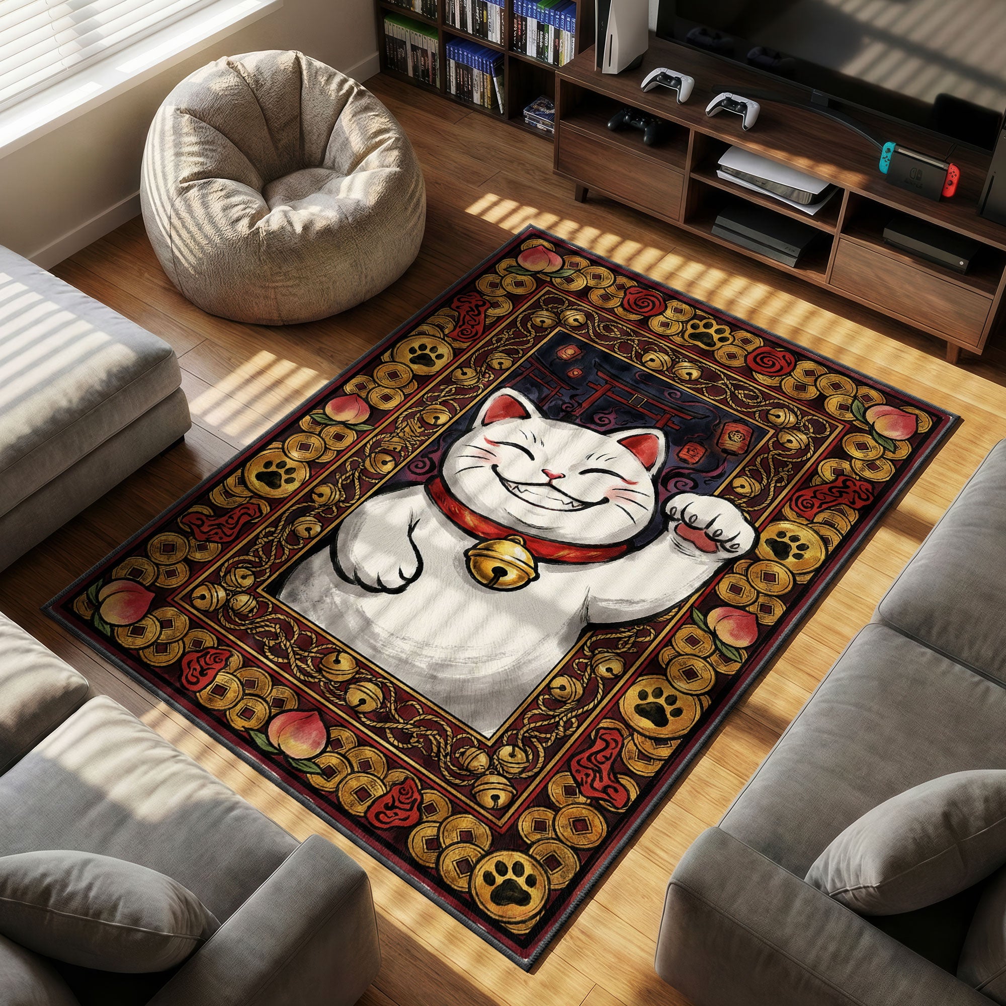 Turbo Oma Glückskatze Teppich - Dandadan Stuhlmatte